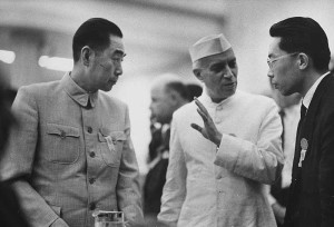 Pandit Jawaharlal Nehru with Zhou Enlai (left), Bandung conference, 1955. He didn't think China would attack us. (Photograph by Getty Images)